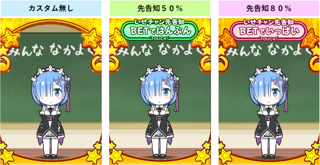 いせチャン先告知カスタム サブ液晶上部タッチで設定
